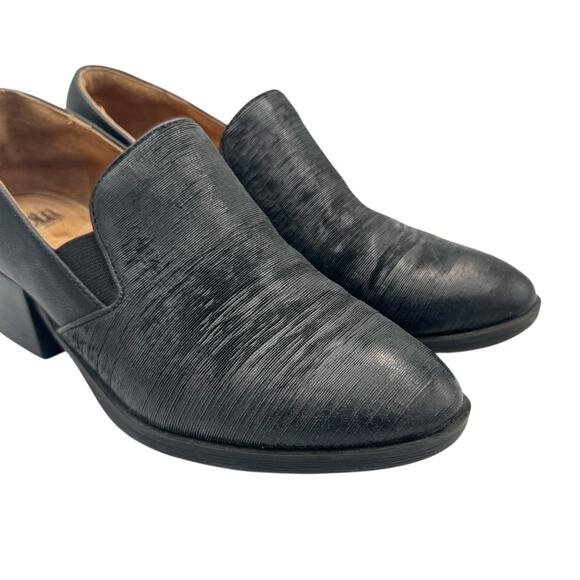 Sofft Velina Black Micro Texture Leather Slip On Cushioned Booties Loafers - Picture 8 of 11